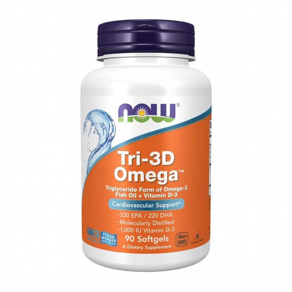 Омега Tri-3D Omega Fish Oil NOW, 90 капс.