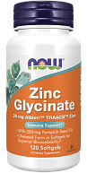 Цинк Zinc GLYCINATE 30 мг NOW, 120 капс.