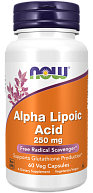 Альфа-липоевая кислота ALA Alpha Lipoic Acid 250 mg NOW, 60 капсул