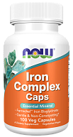 Железо IRON COMPLEX GLYCINATE NOW, 100 капсул