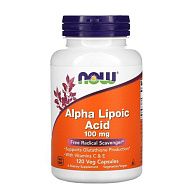 Альфа-липоевая кислота ALA Alpha Lipoic Acid 100 mg NOW, 120 капсул