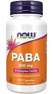 Парааминобензойная кислота PABA 500mg NOW, 100 капс.