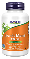 Экстракт LIONS MANE MUSHROOM ORG NOW, 60 вег.капсул