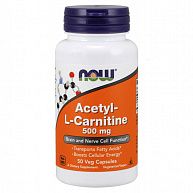 Л-карнитин Acetyl L-Carnitine 500 mg NOW, 50 капсул
