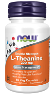 Теанин L-Theanine 200 mg Double Strenght NOW, 60 капсул