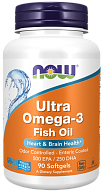 Омега-3 Ultra Omega-3, 500 EPA/250  DHA NOW, 90 капс.