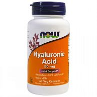 Комплекс Hyaluronic Acid 50мг + MSM NOW, 60 веган.капс.