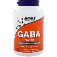 ГАМК GABA 750 mg NOW, 200 веган.капс.