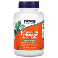 Магний/Калий Magnesium & Potassium Aspartate NOW, 120 вег.капсул