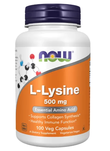 Лизин L-Lysine 500мг NOW, 100 вег.капсул