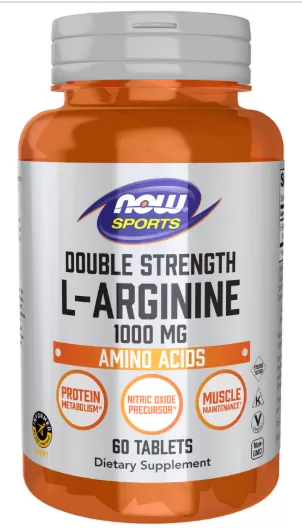 Аргинин L-Arginine 1000mg Double Strength NOW, 60 таблеток